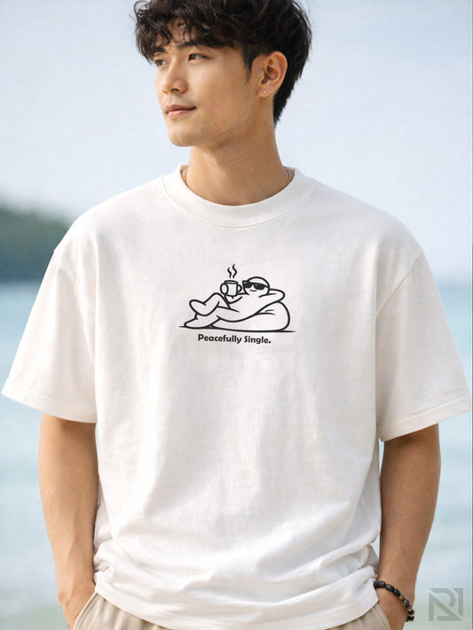 Peacefully Single | Minimal calm doodle☕